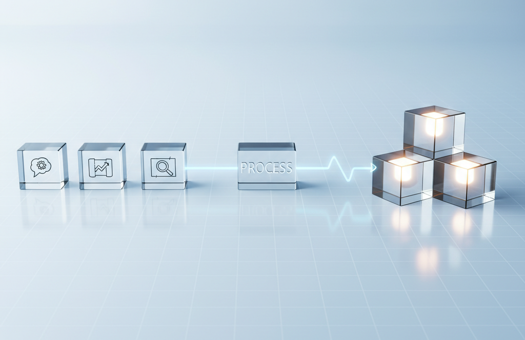 Team reviewing system architecture diagrams on a screen